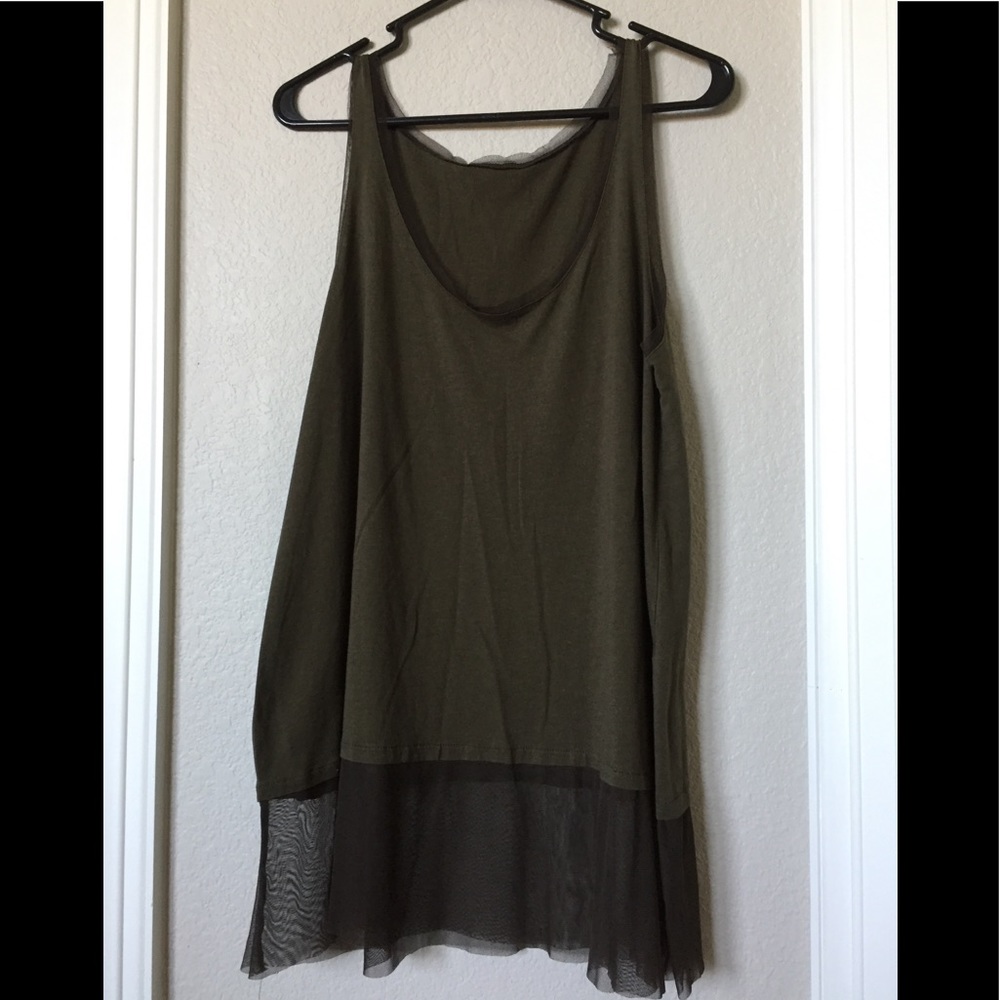 Zara long dark green tank top shirt